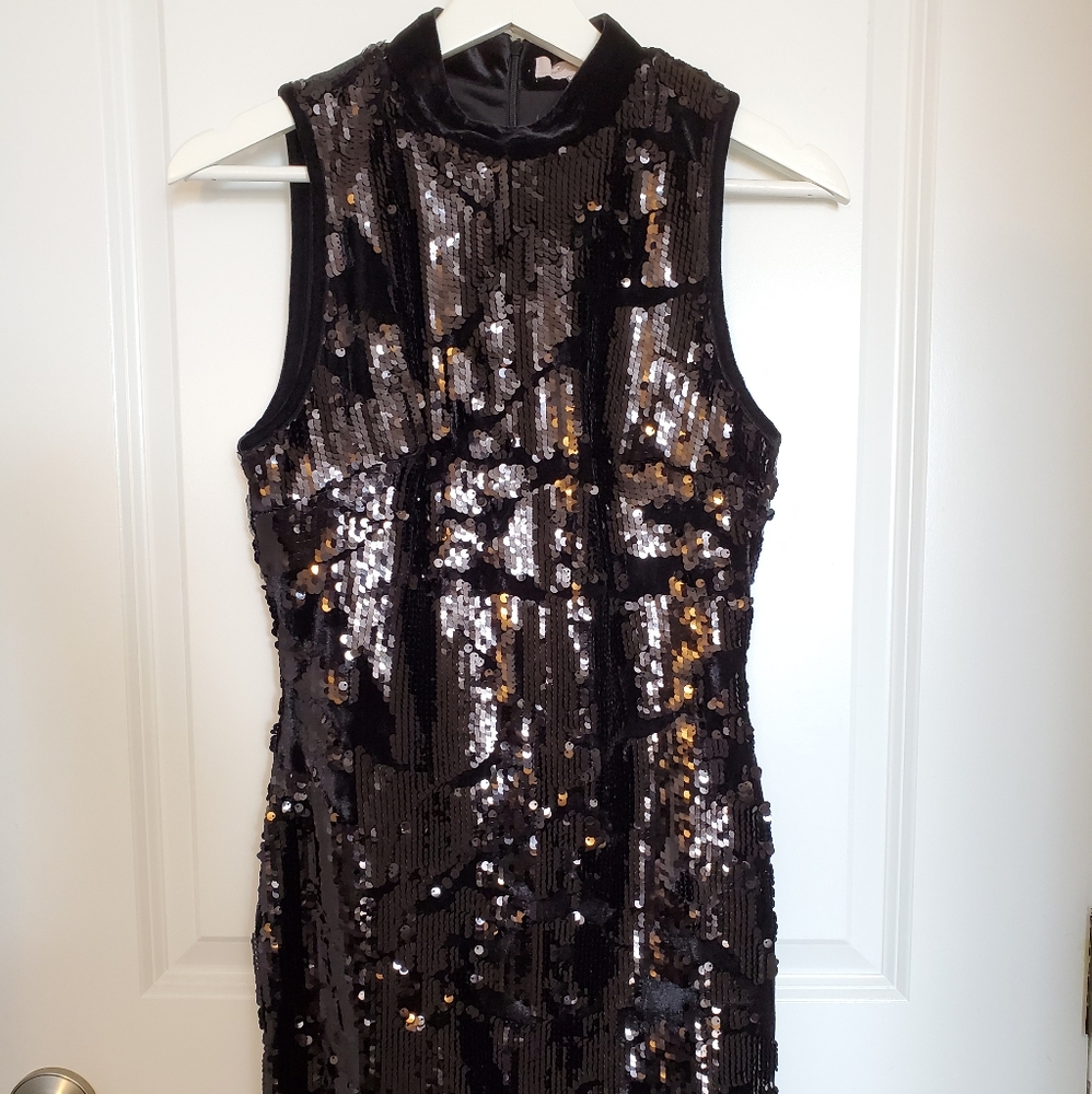 Forever21 Sequin Velvet Black Bodycon Mini Dress